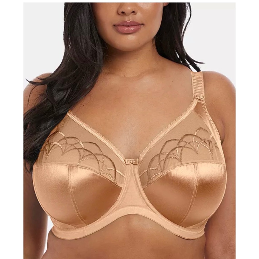 Elomi Cate Bra Womens 44J Latte Underwire Side Support Embroidery EL4030LAE